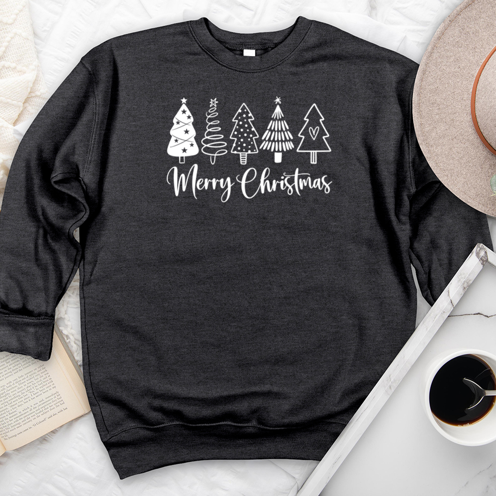 merry christmas white trees premium crewneck sweatshirt