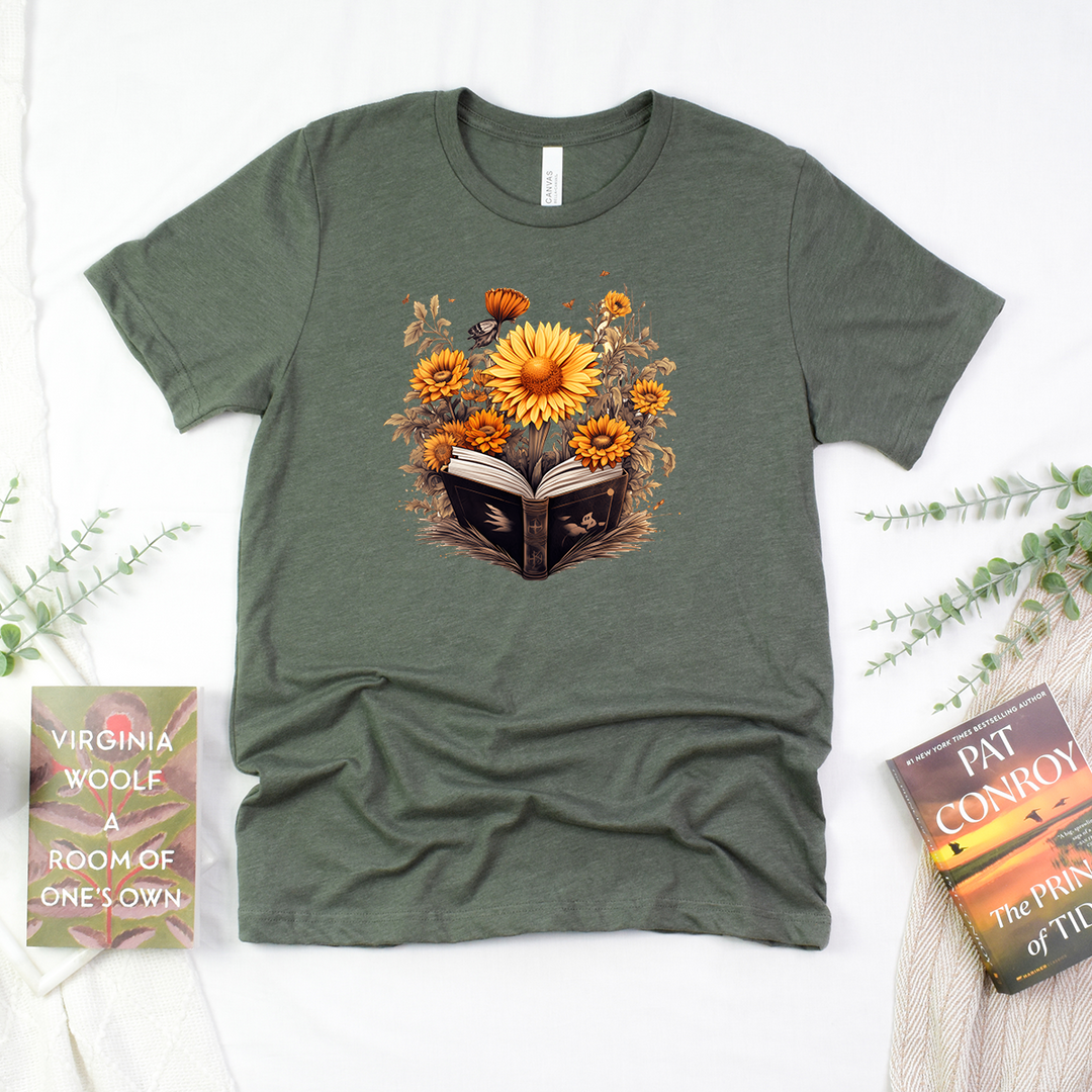 book of sunflowers unisex tee
