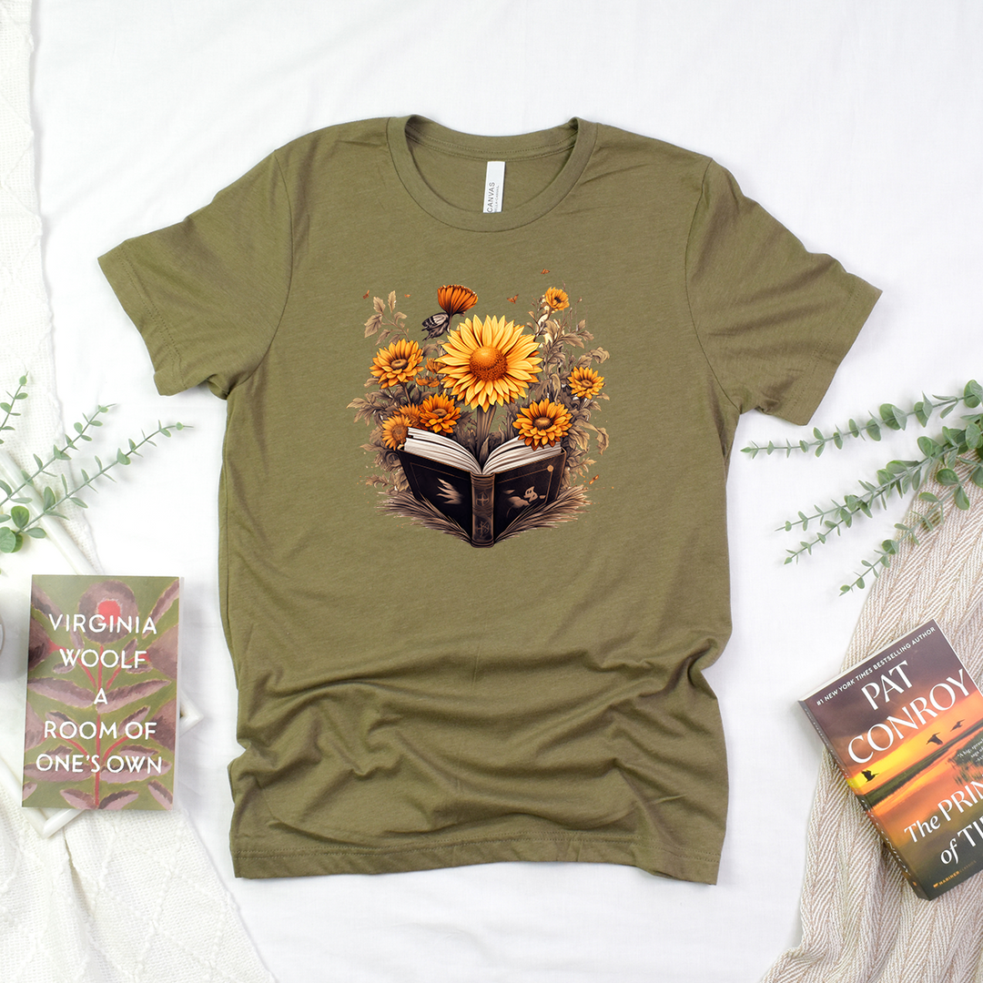 book of sunflowers unisex tee