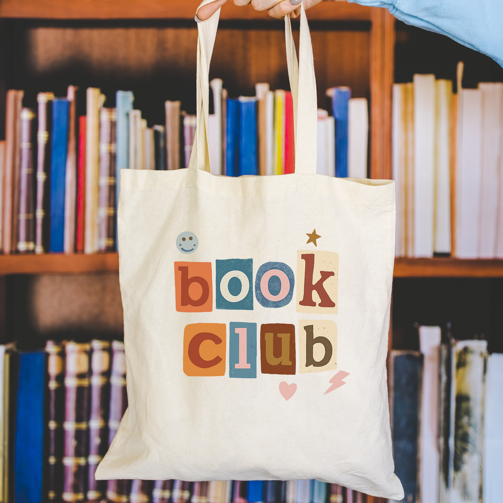 book club collage tote bag