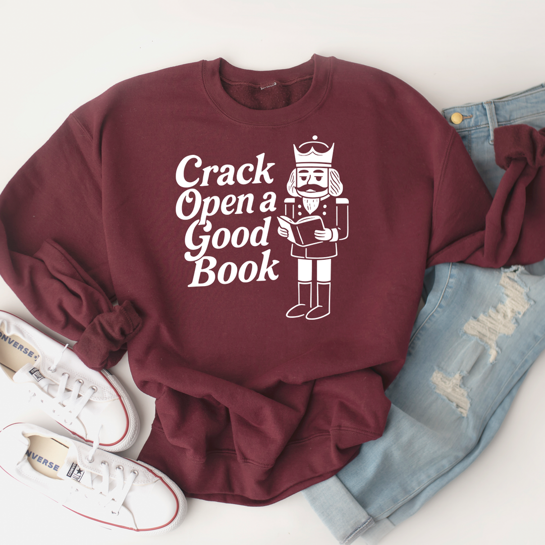crack open a good book premium crewneck sweatshirt