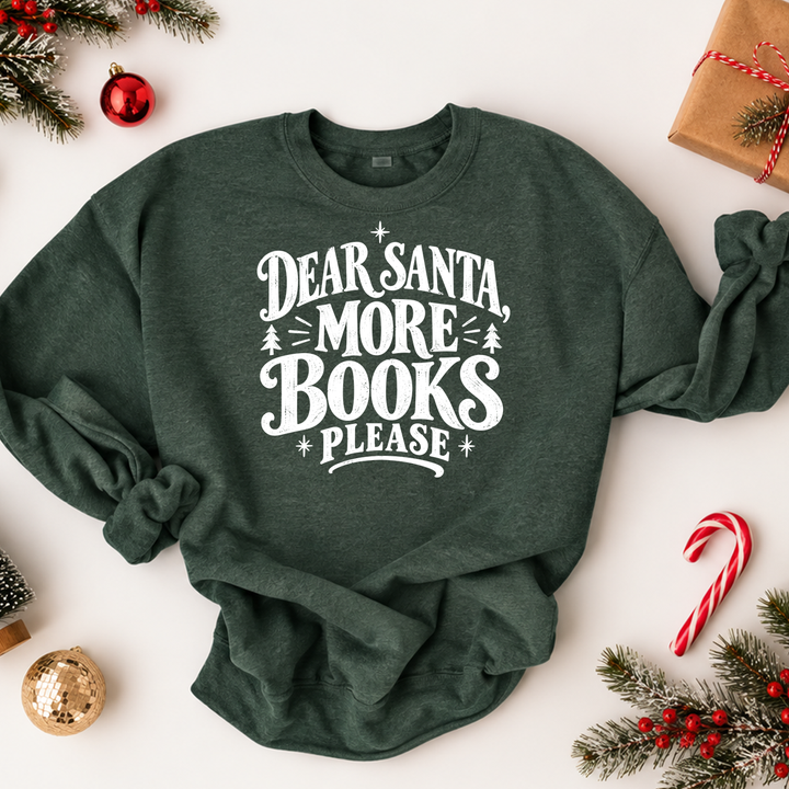 dear santa more books please premium crewneck sweatshirt