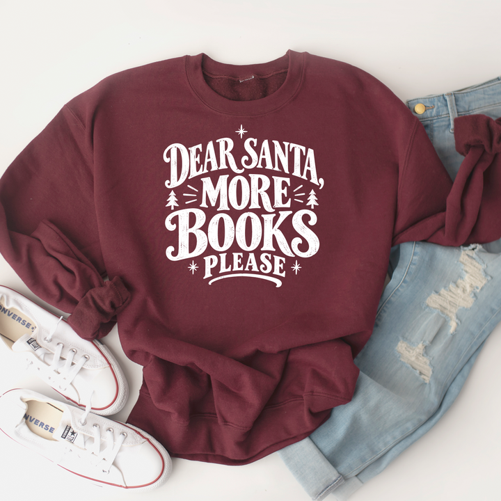 dear santa more books please premium crewneck sweatshirt