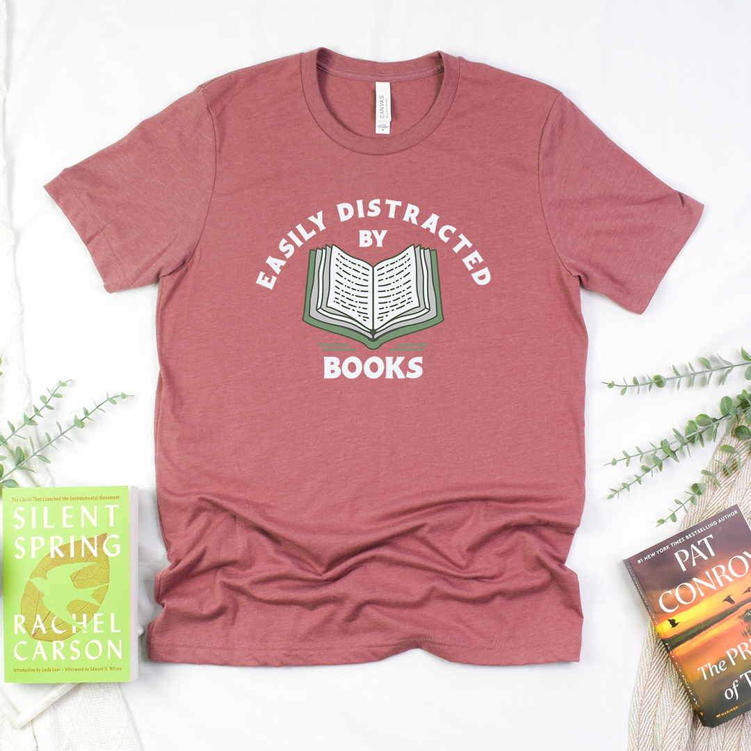 easily distracted by books unisex tee