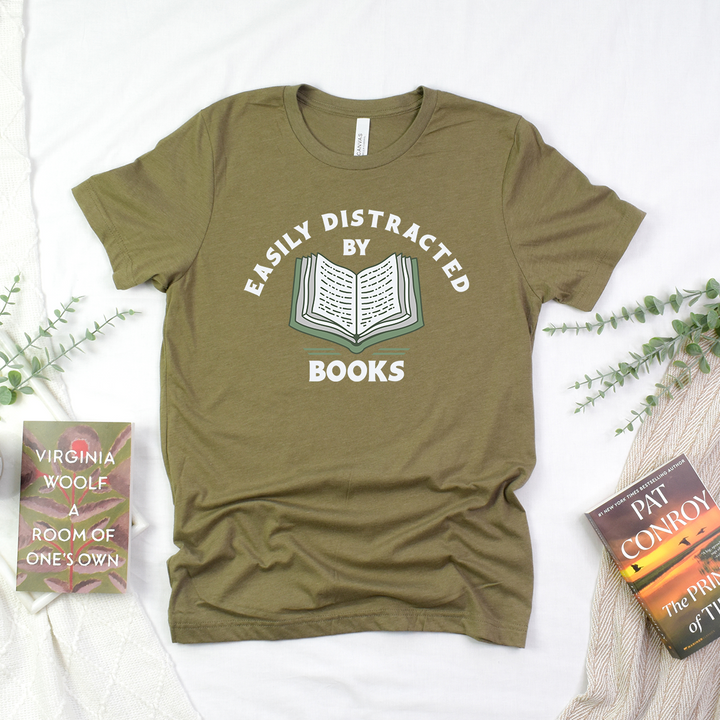 easily distracted by books unisex tee