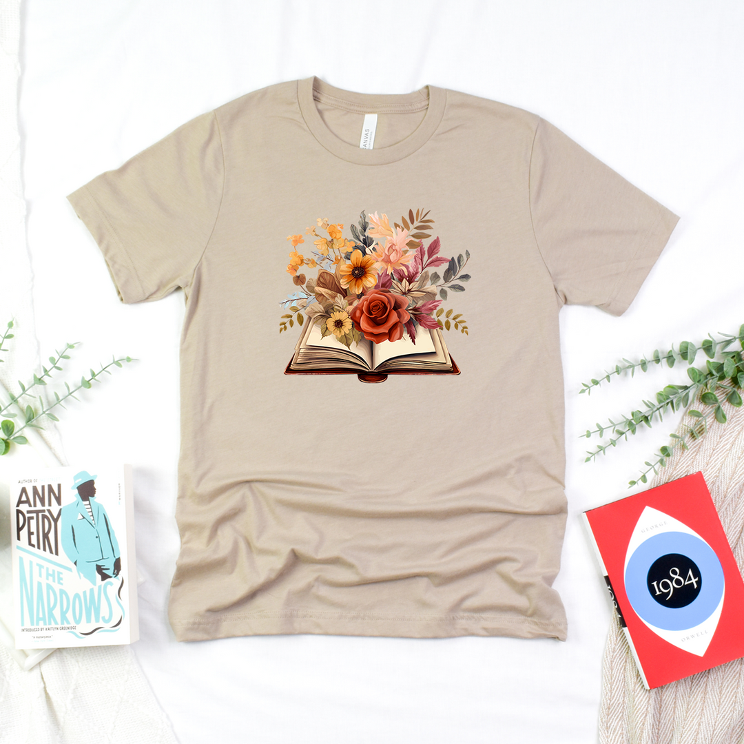 floral open book unisex tee