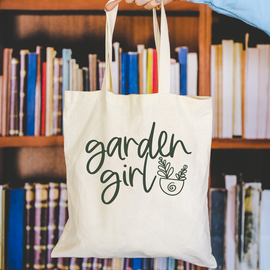 garden girl tote bag