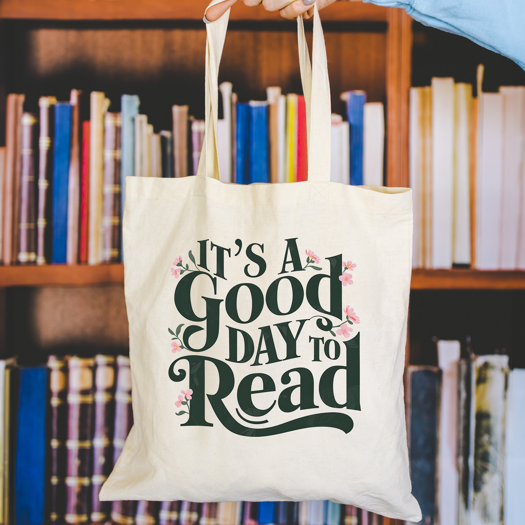 good day to read floral tote bag