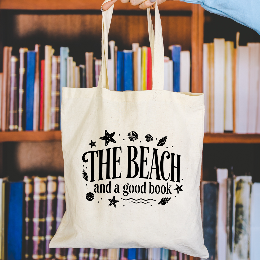 the beach and a good book tote bag