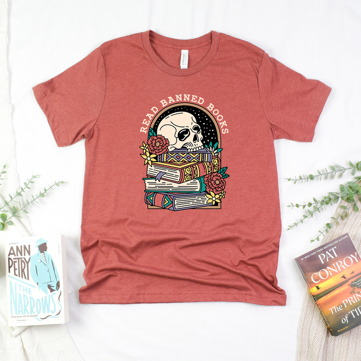 read banned books floral unisex tee