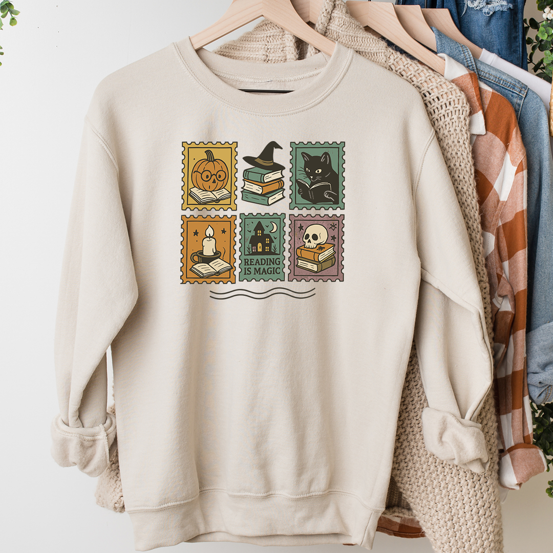 halloween reading stamps premium unisex crewneck sweatshirt