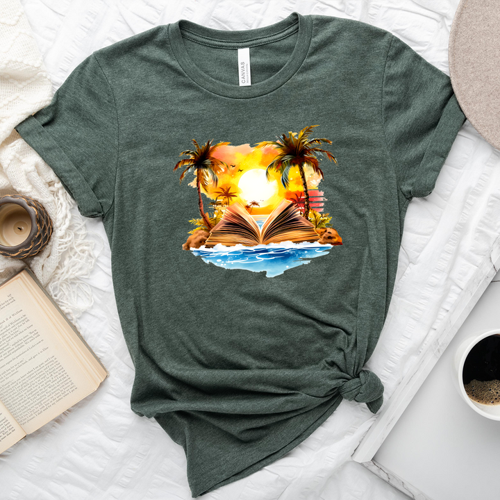 sunset book unisex tee