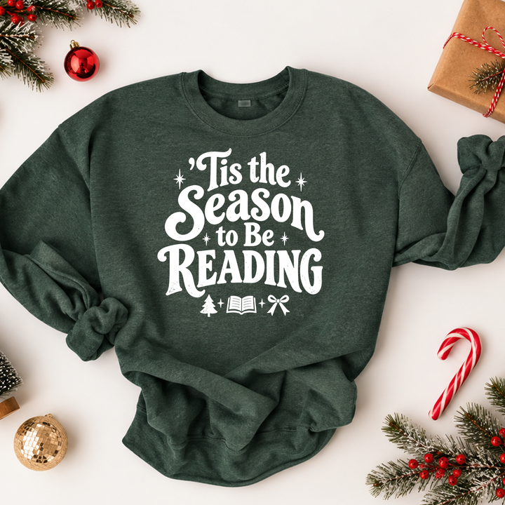 tis the season to be reading premium crewneck sweatshirt