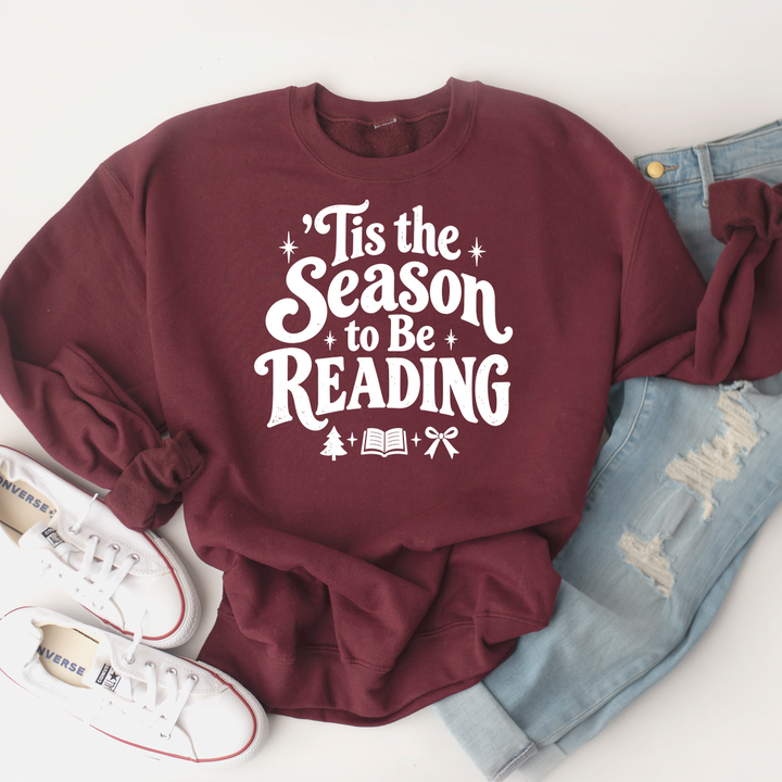 tis the season to be reading premium crewneck sweatshirt