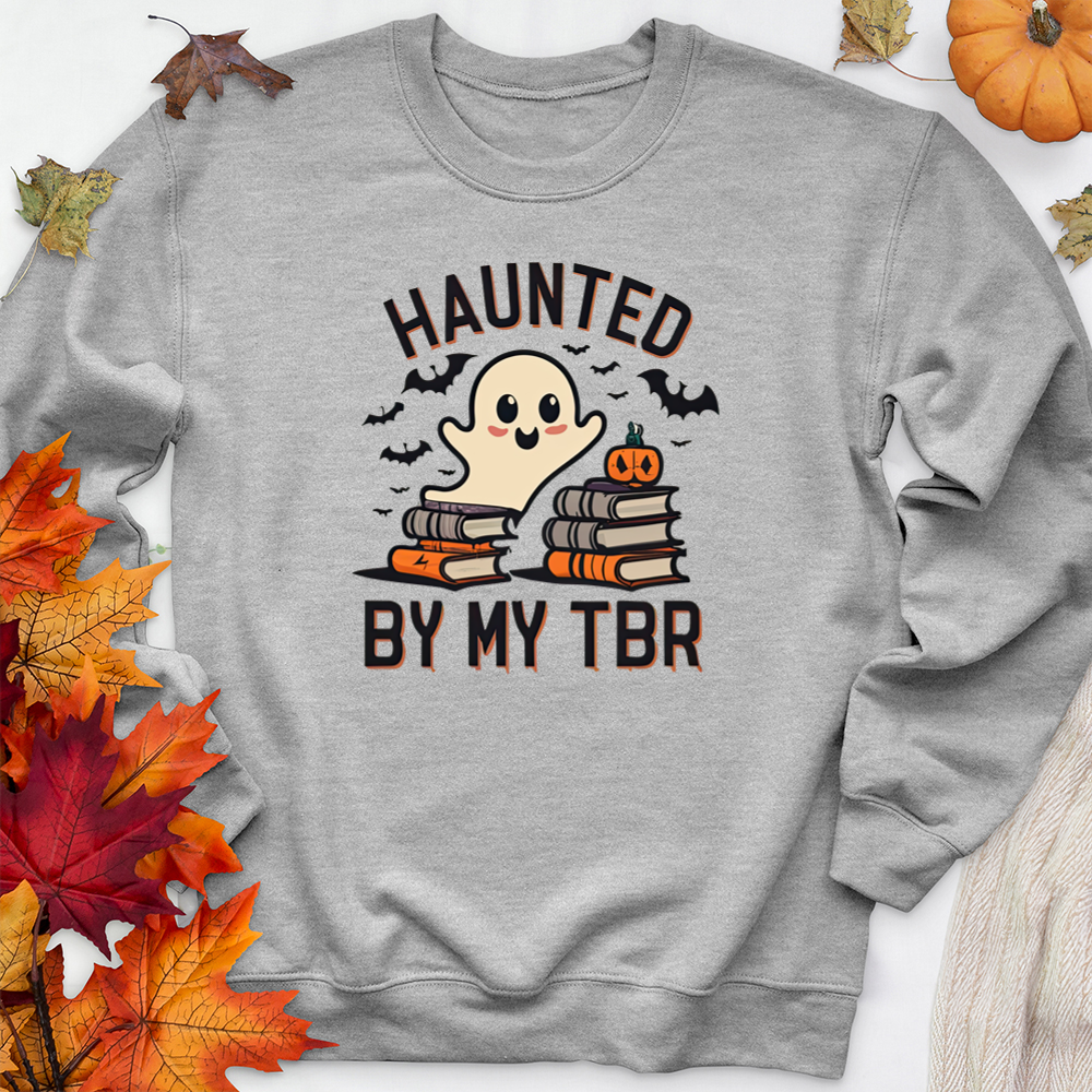 haunted by my TBR premium crewneck sweatshirt