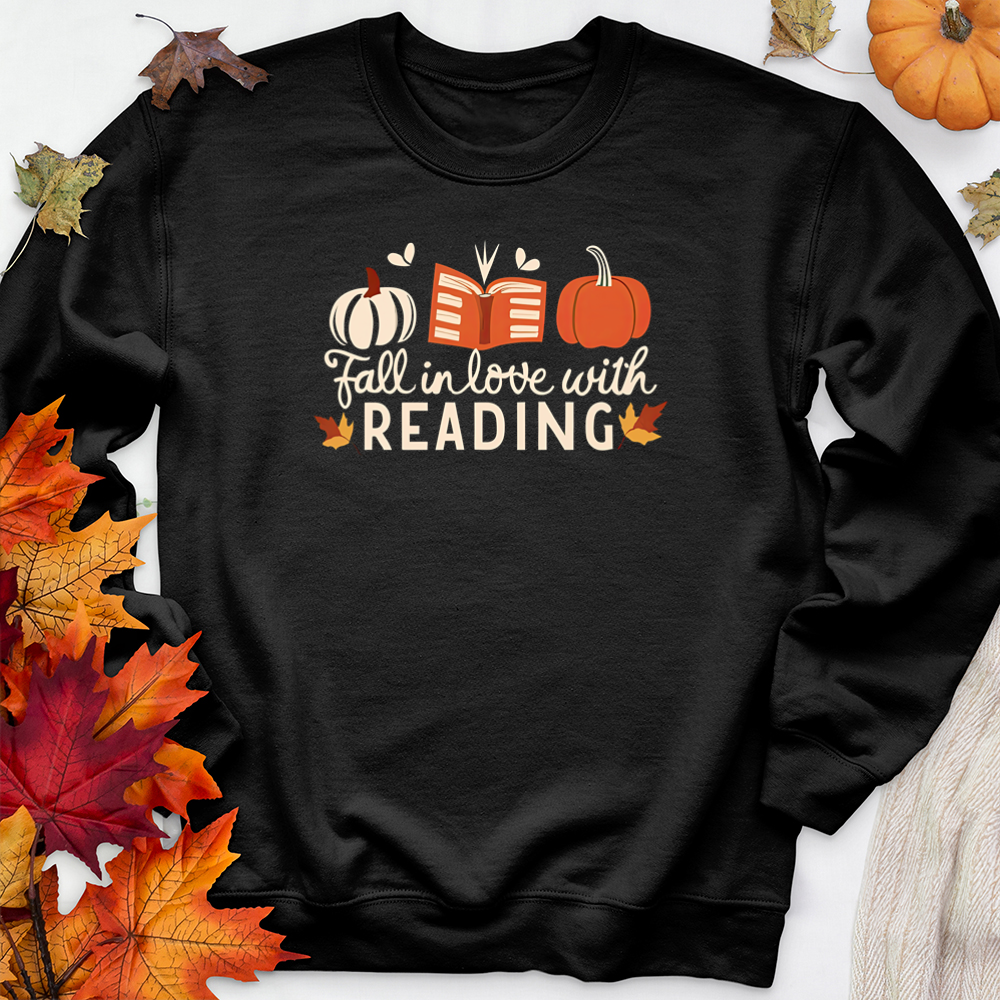 fall in love with reading icons premium crewneck sweatshirt