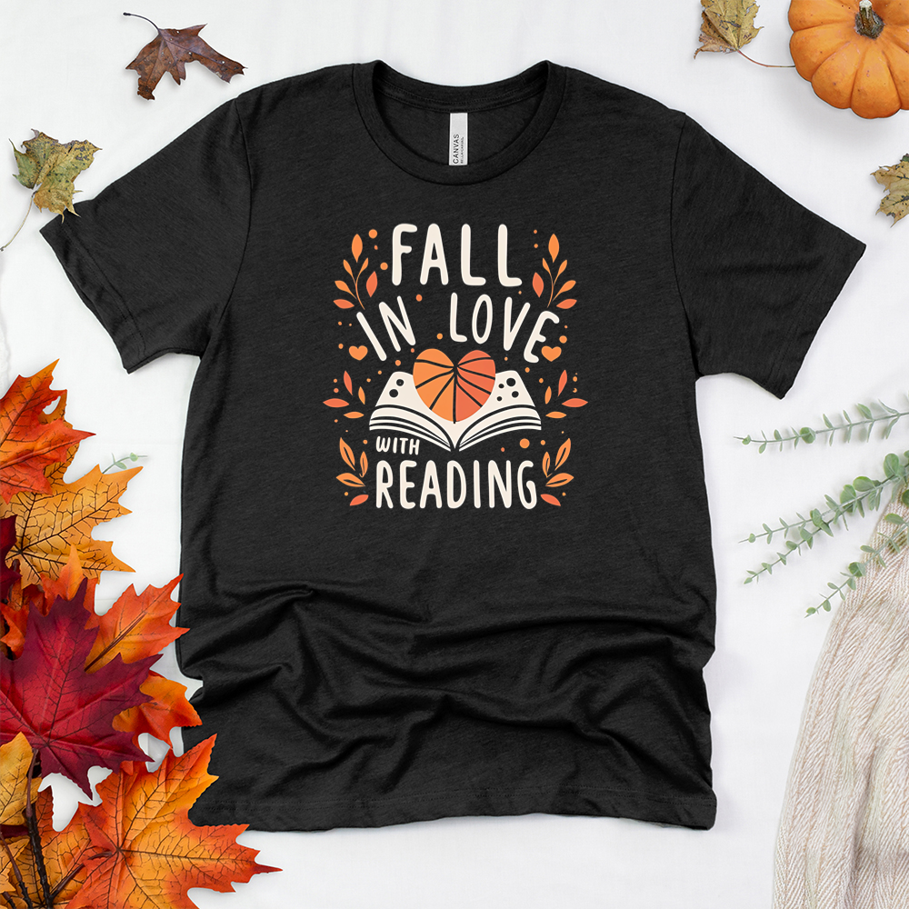 fall in love with reading heart unisex tee