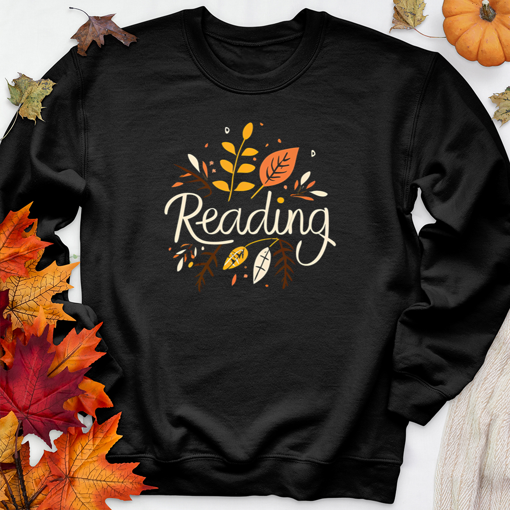 reading fall florals unisex crewneck sweatshirt