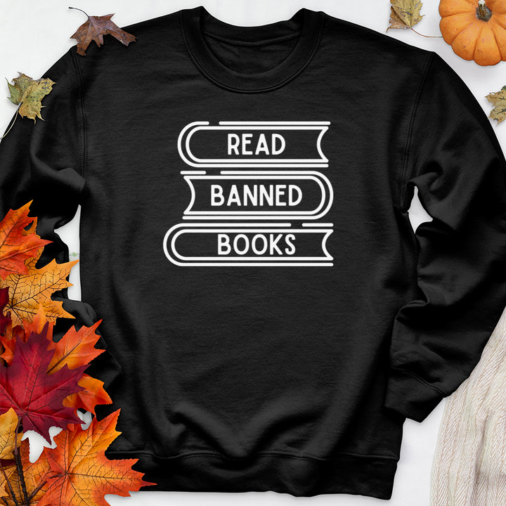 read banned books stack premium crewneck sweatshirt