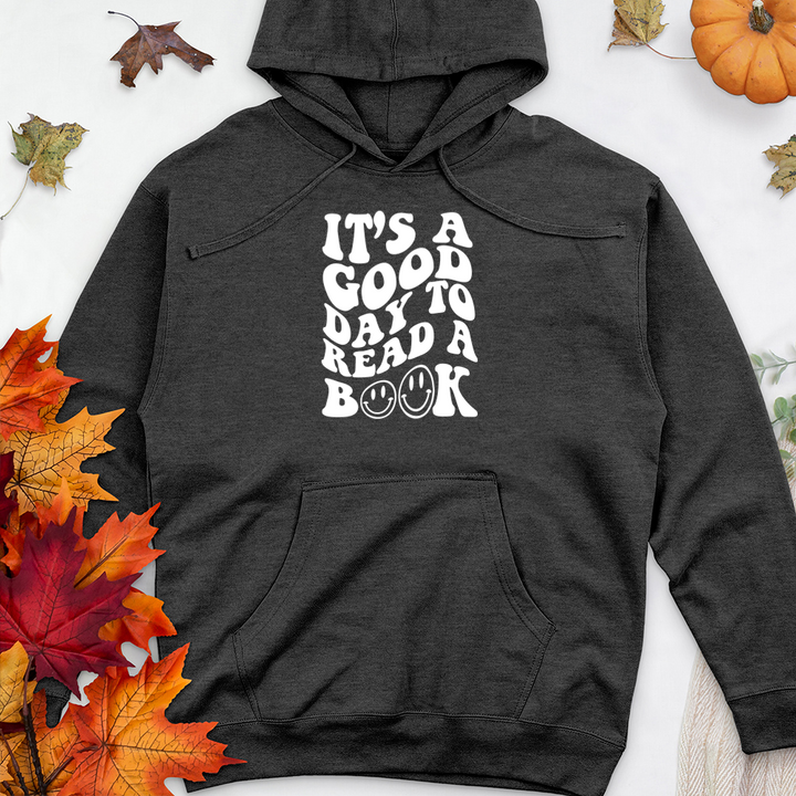 good day to read a book premium hooded sweatshirt