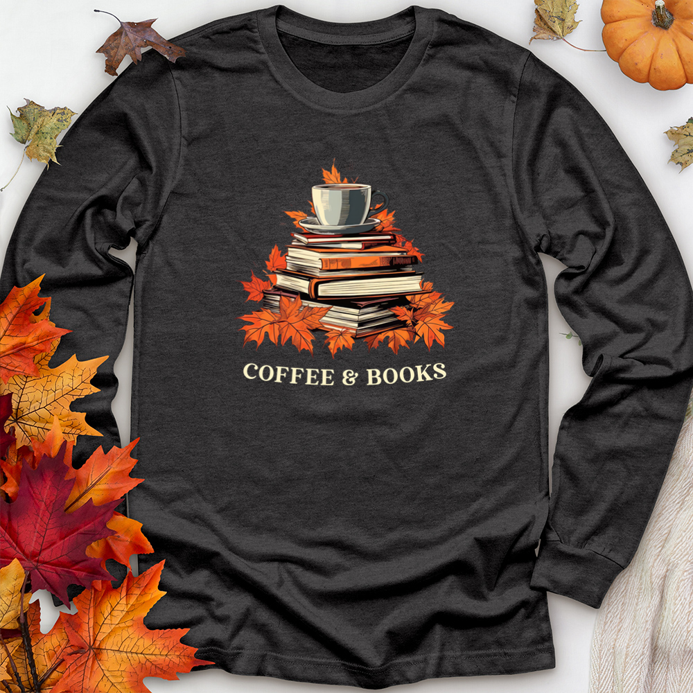 fall coffee and books long sleeve unisex tee