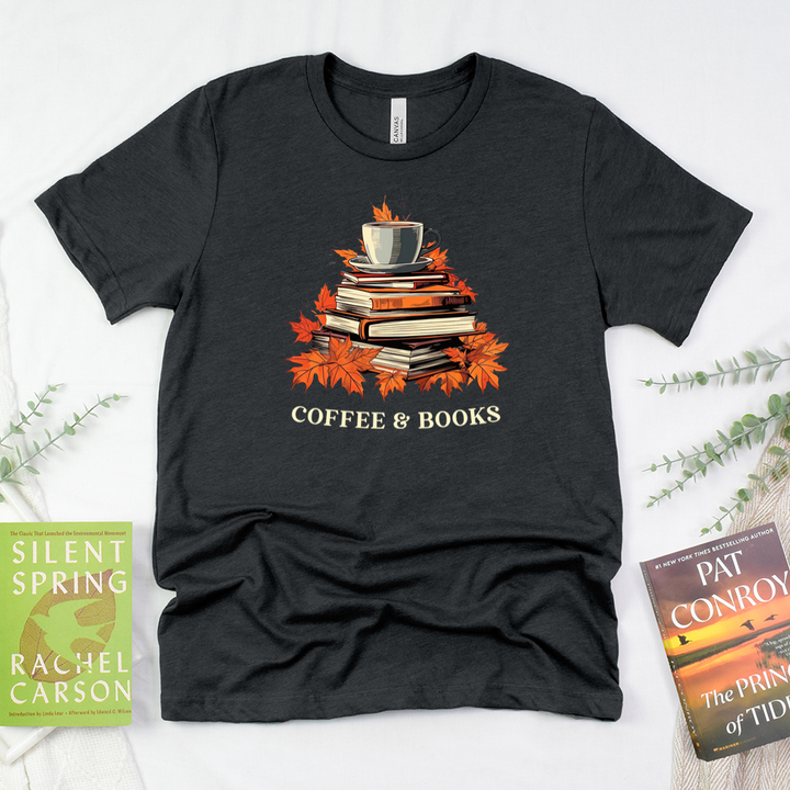 fall coffee and books unisex tee