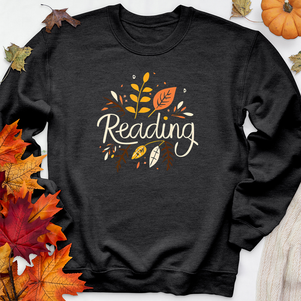 reading fall florals unisex crewneck sweatshirt