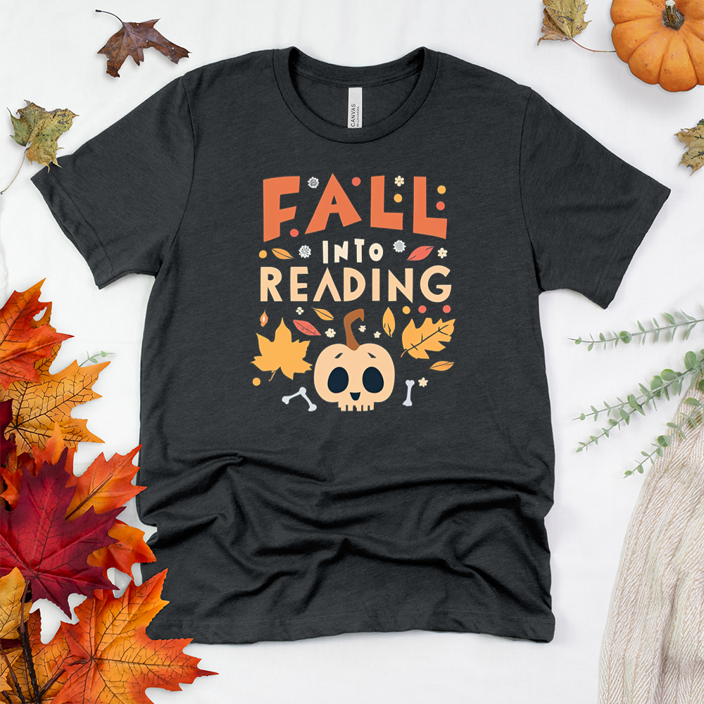 fall into reading skelly unisex tee