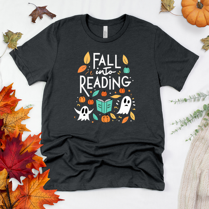 ghosty fall into reading unisex tee