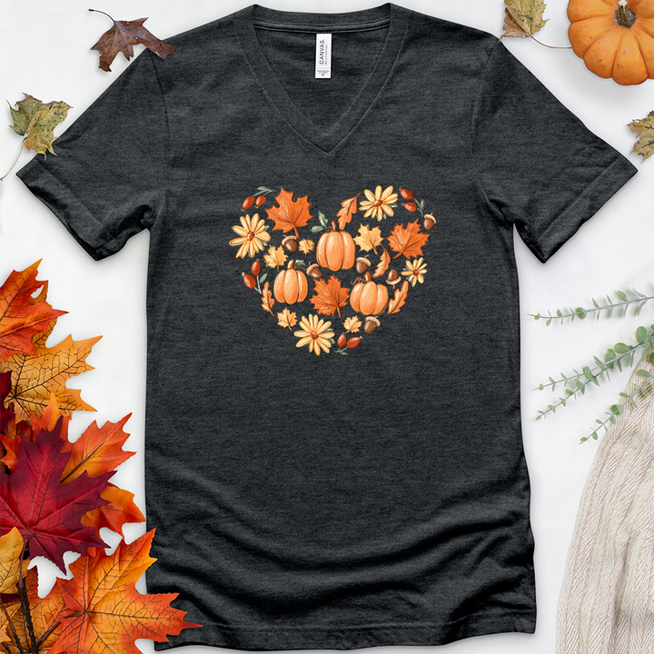 autumnal heart v-neck tee