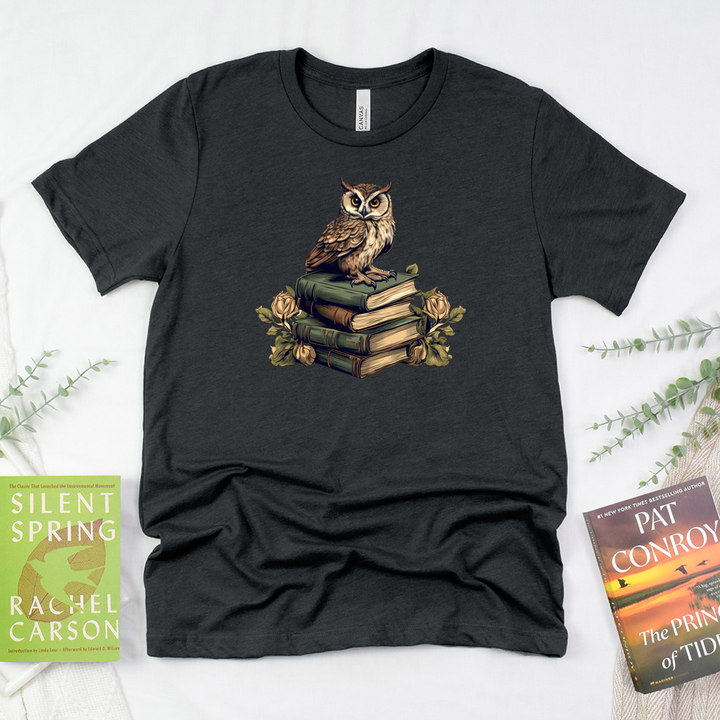 wise book owl unisex tee