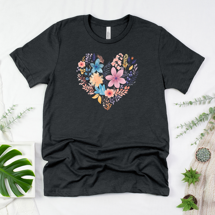 blooming watercolor heart unisex tee