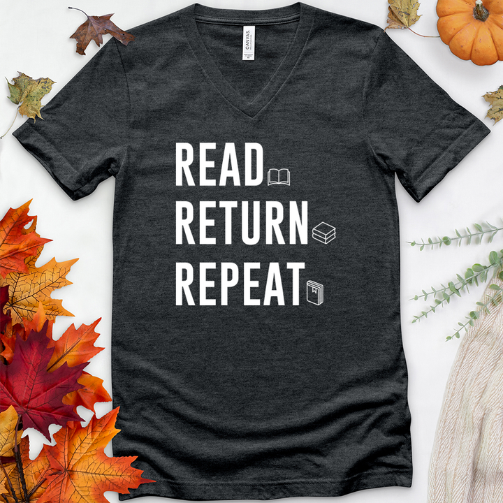 read return repeat v-neck tee