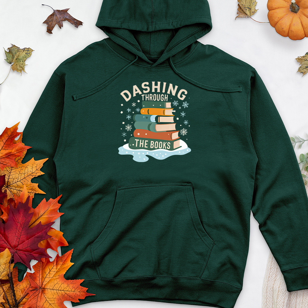 dashing through the books premium hooded sweatshirt