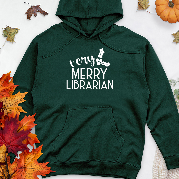 very merry librarian premium hooded sweatshirt