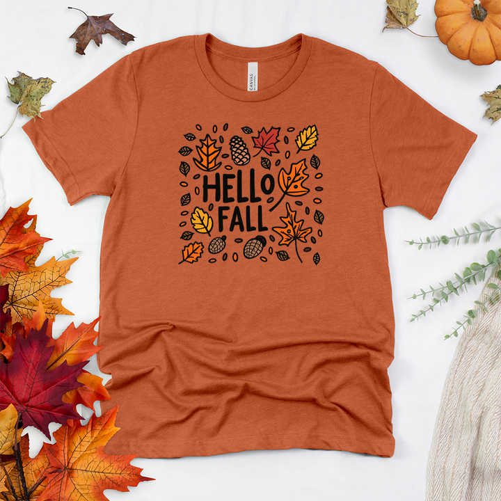 hello fall pattern unisex tee