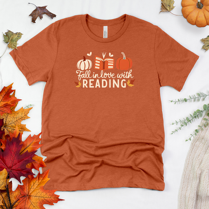 fall in love with reading icons unisex tee