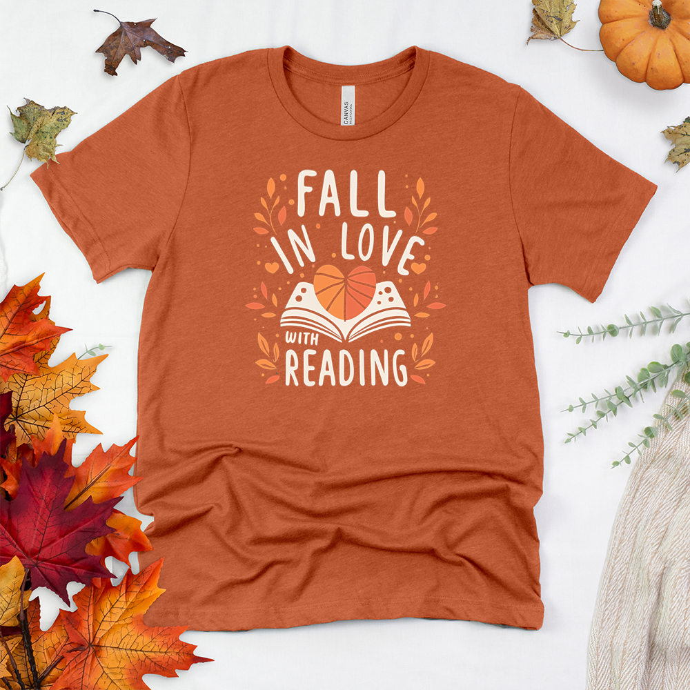 fall in love with reading heart unisex tee