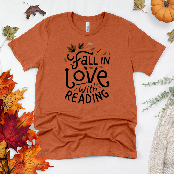 simple fall in love with reading unisex tee