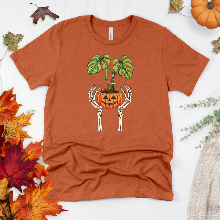 skeleton hands monstera unisex tee