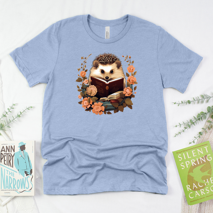 hedgehog bookworm unisex tee