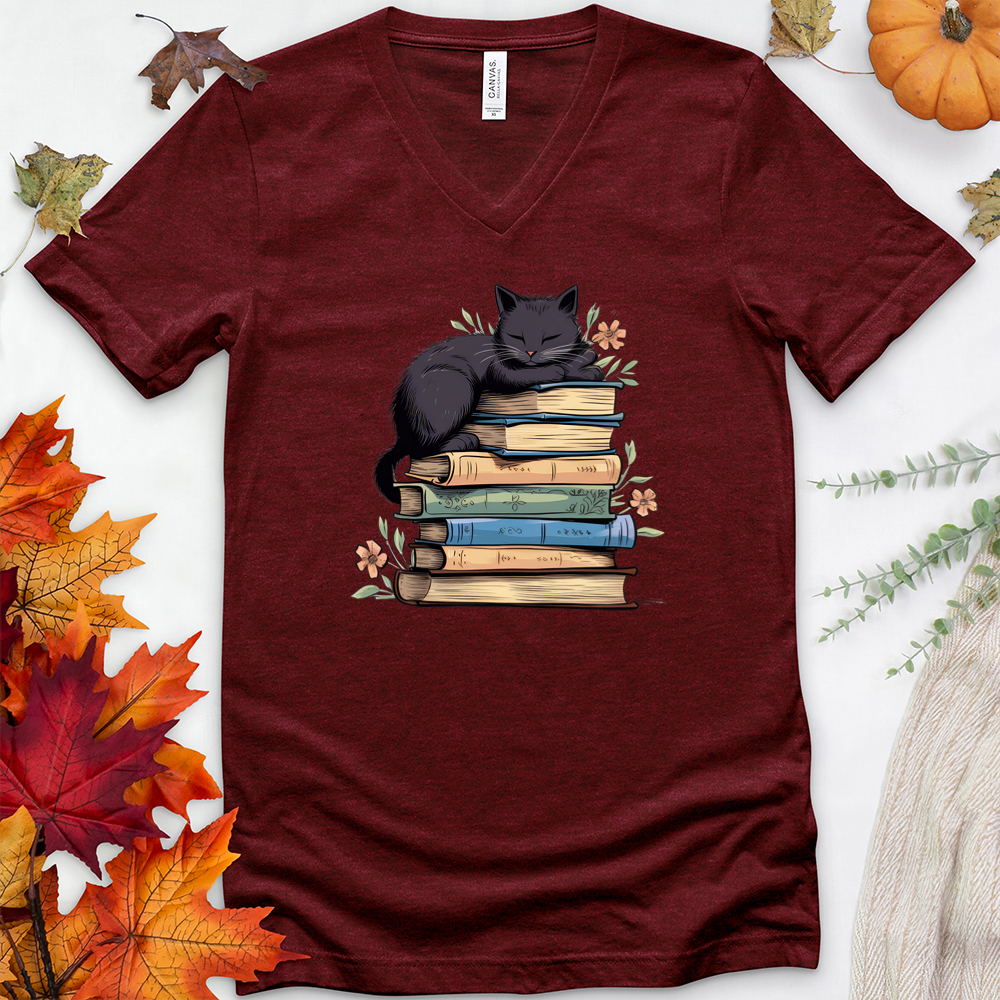curl up and read v-neck tee