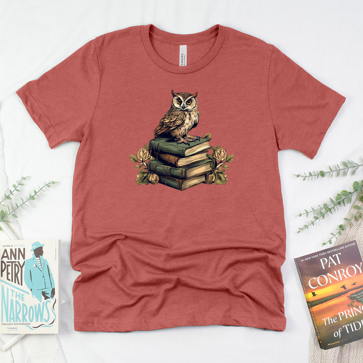 wise book owl unisex tee