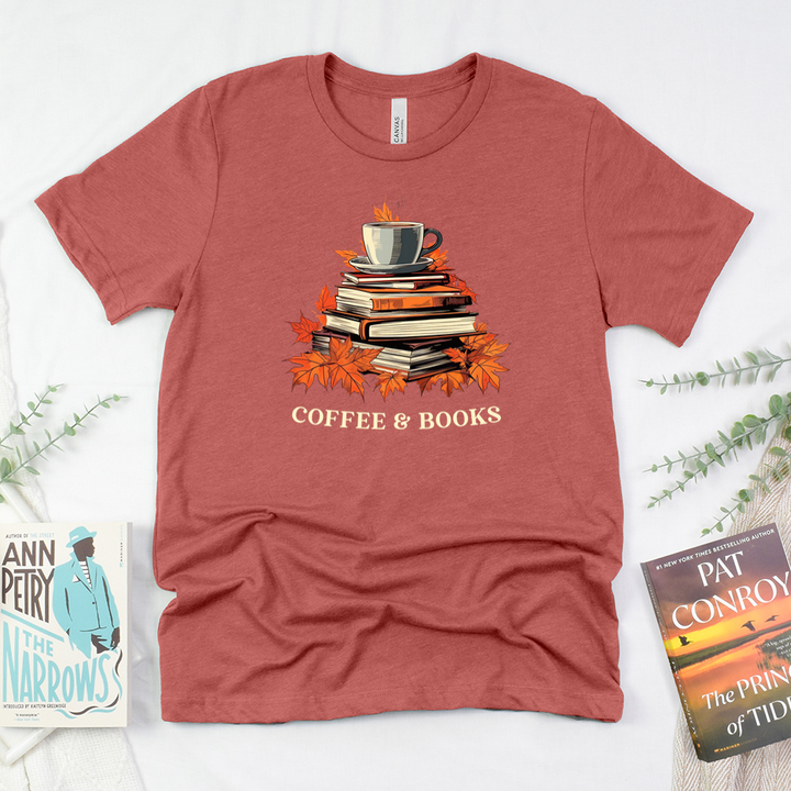 fall coffee and books unisex tee