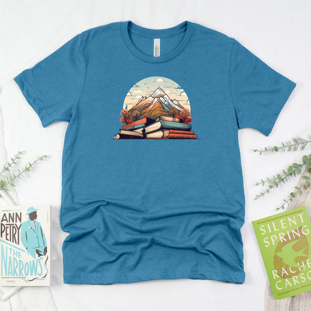 mountains of books unisex tee