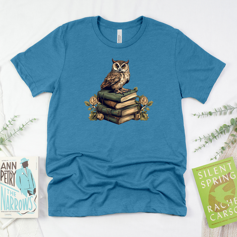 wise book owl unisex tee
