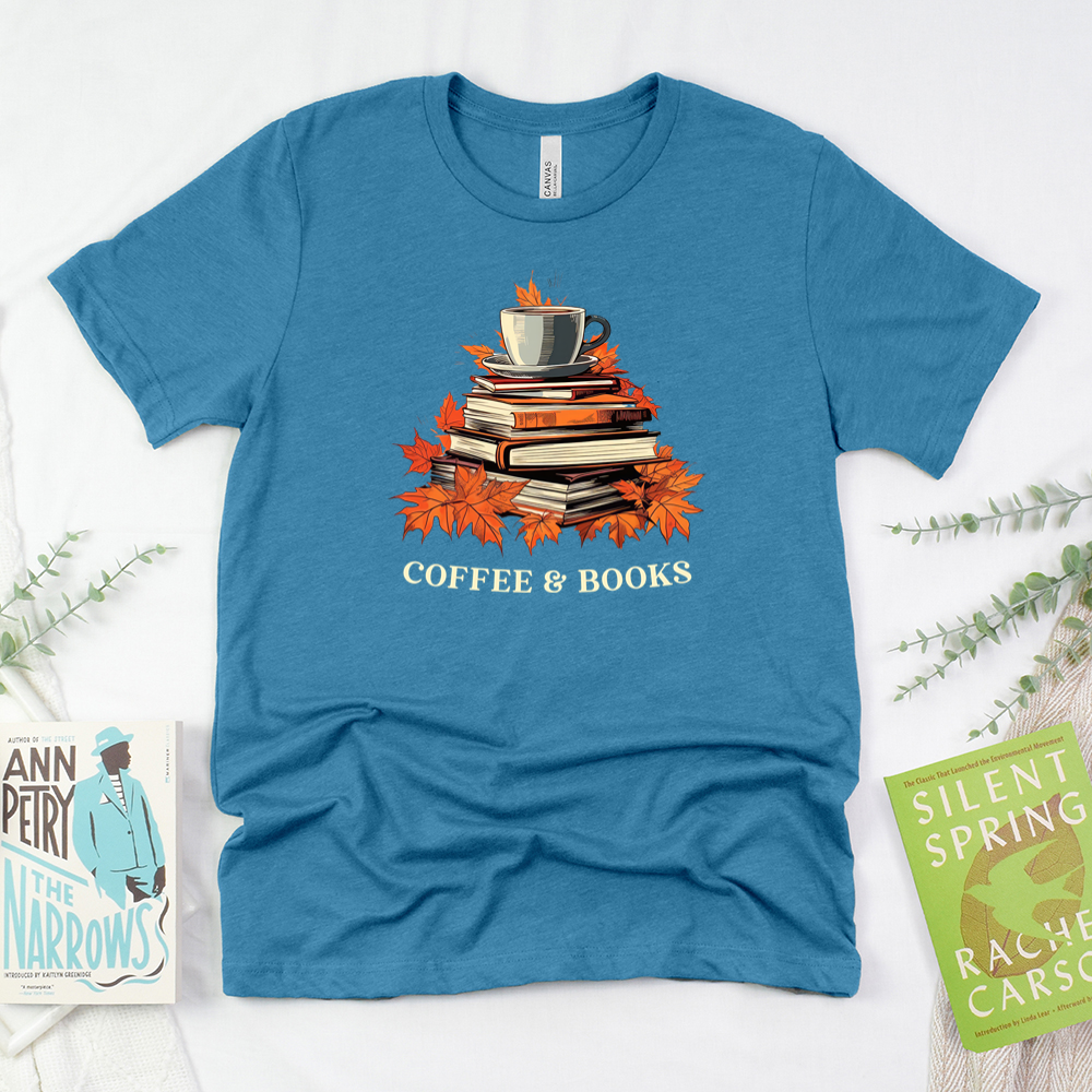 fall coffee and books unisex tee