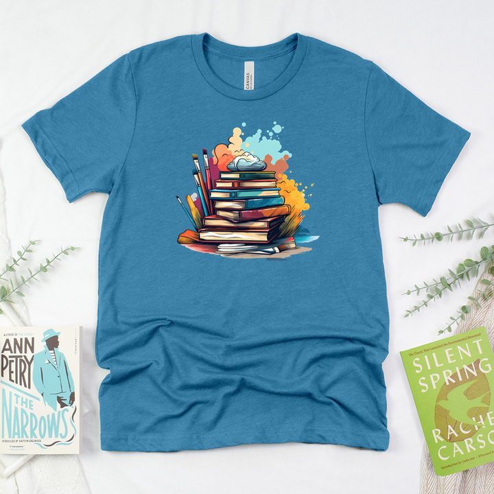 brushes and books unisex tee