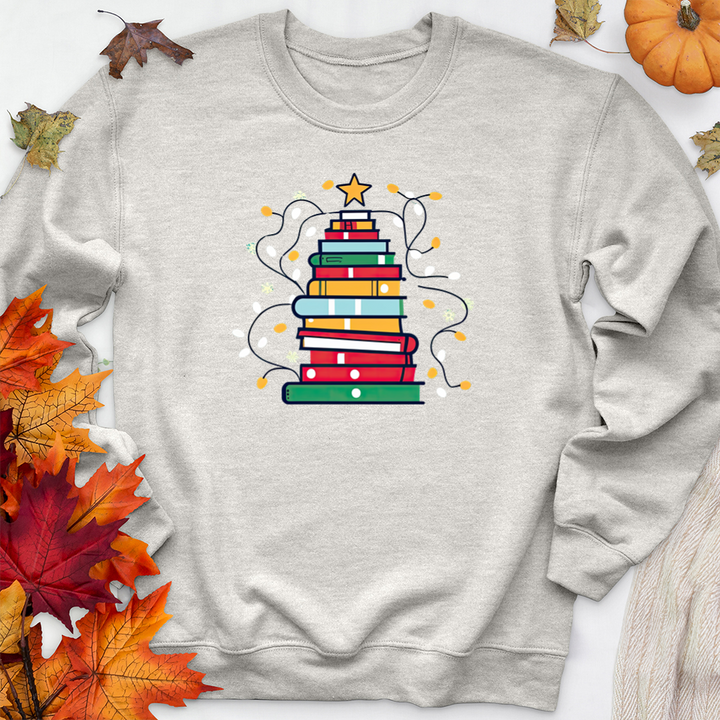 christmas book tree premium crewneck sweatshirt