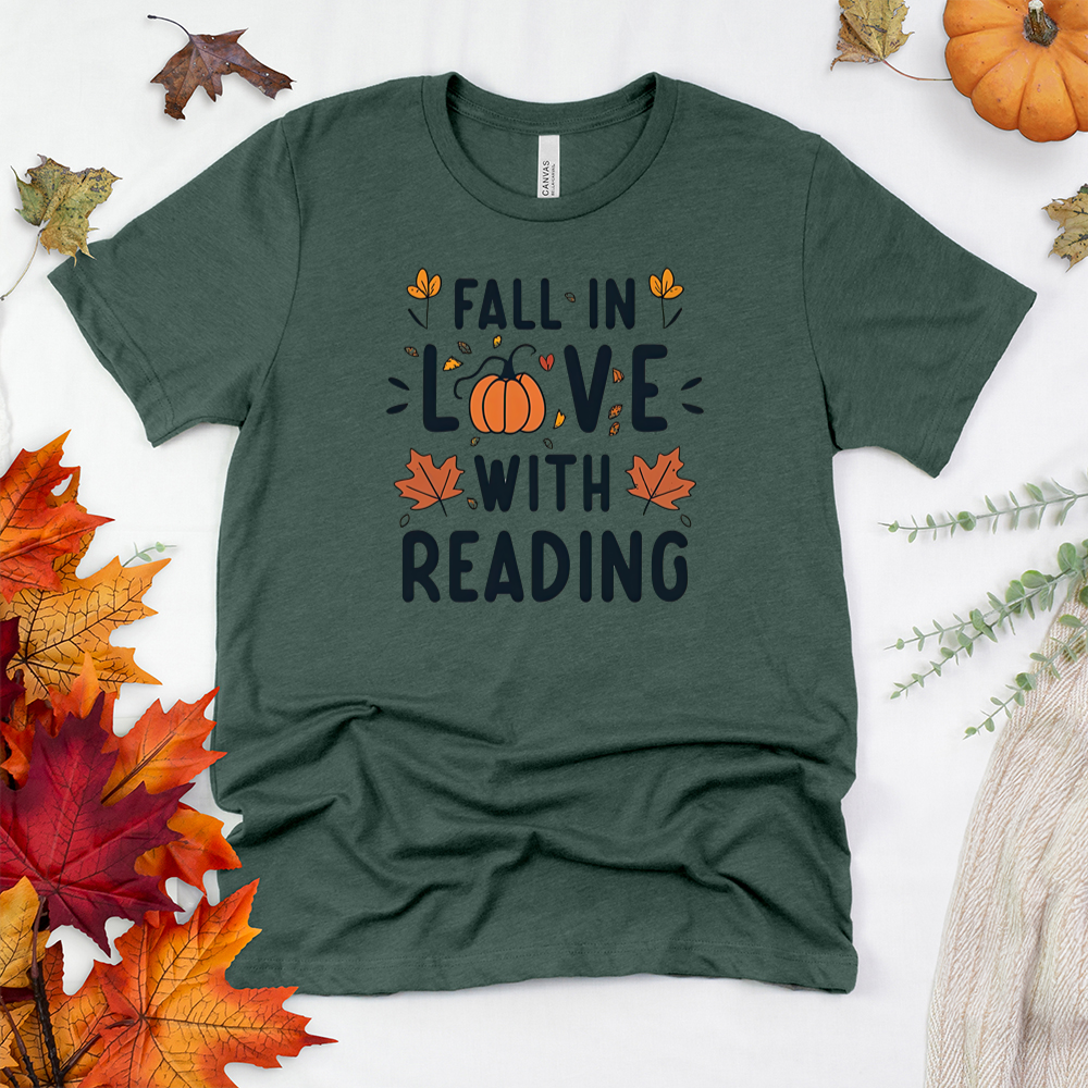 fall in love with reading pumpkin unisex tee